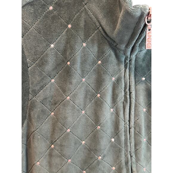 Quacker Factory Green Velour Sparkle vest Medium Preowned - Picture 4 of 5